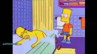 bart hits homer with a chair