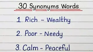 30 Synonyms Words In English | Common Synonym Words | Synonyms Words List In English