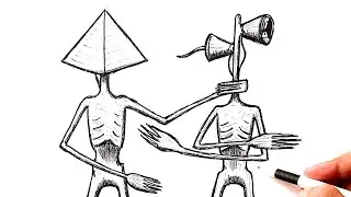 How to draw a Siren Head attacking SCP Pyramid Head