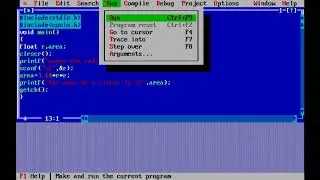 TO FIND THE AREA OF A CIRCLE USING TURBO C COMPILER