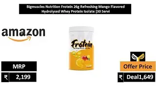 Bigmuscles Nutrition Frotein 26g Refreshing Mango Flavored Hydrolysed Whey Protein Isolate 30 Servi