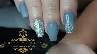 Gray and silver glitter nails || all acrylic nails || watch me work