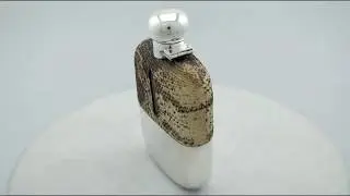 Sterling Silver and Snake Skin Hip Flask by James Dixon & Sons - Antique - AC Silver (A8390)