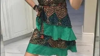 One shoulder ruffle top sari wrap skirt