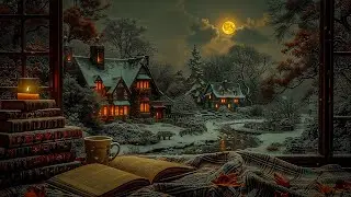 Cozy Winter Night by the Window | Snowfall & Violin | Dark Academia Ambience for Peaceful Nights
