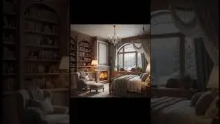 Ambience, Sleep Aid, Cave Cabin, Burning Fireplace, Snow Fall. #relax