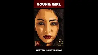 Young Girl Vector Portrait in Adobe Illustrator #SHORTS