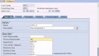 SAP Product  Costing Configuration T code - KS01 and T Code - KSH1