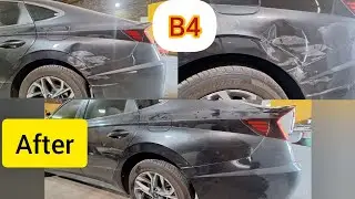 #HYUNDAI SONATA #РЕМОНТ ЛЕВОЙ ЧЕТВЕРТИ КУЗОВА #БЕЗ ПОКРАСКИ #БЕЗ ШПАТЛЕВКИ #НЕ КРАСИТЬ МЕНЬШЕ РАБ...