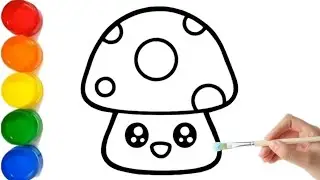 How to draw mushroom | Mushroom Drawing, Coloring and Painting