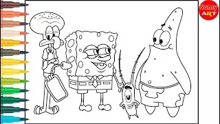 🎨 Coloring SpongeBob Characters! 🍍 | Funny Watercolor Art | Sumy Art