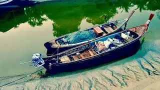 Patong Fishing Village Phuket Thailand, long tail boats south of Patong Beach
