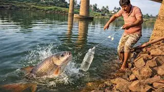 कोणालाही माहीत नसलेली बाटली फिशिंग टेक्निक 😲 | Rohuराहू मासा पकडायची टेक्निक सापडली,फिशिंग साठी आलोय