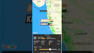 Air Travel: Mumbai 🇮🇳 to Kuwait 🇰🇼|Flight Route Map#flight #travel#kuwaitcity#kuwait#aviation#fly