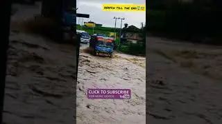 dangerous flooded river crossing 😰  crazy drivers #shorts
