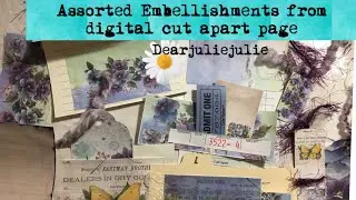 Assorted Embellishments from digital cut apart page - Pansy Kit