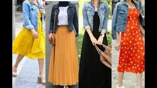 #Denim# jeans# jacket on maxi dress /Denim Jacket Outfit Ideas/How to style Denim Jackets2020