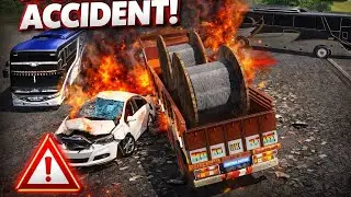 Overloaded Wire Reel Truck Accident on Highway | Realistic Gameplay #gameplay 