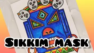 Sikkim mask using geometrical shapes/ Sikkim mahakaal mask/ art and maths integration