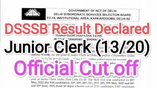 DSSSB Junior Clerk post code 13/20 result Declared | dsssb junior Clerk 13/20 official Cut off
