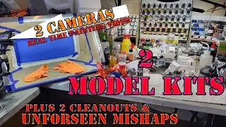 Airbrushing primer on 2 model kits for 1st paint in new booth