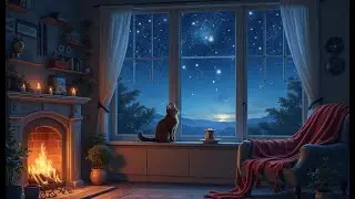 Cozy Cat Fireplace Ambience 🐱🔥 Calm Lofi for Studying