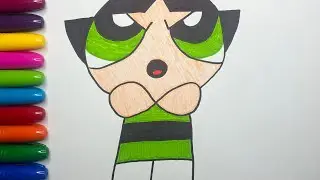 Draw Buttercup from Powerpuff Girls, Coloring for kids and Toddlers