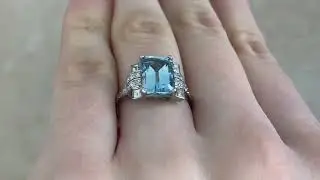2.85ct Aquamarine and Diamond Accent Seine Ring- Hand video