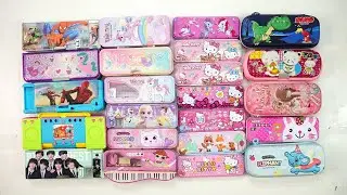 cute unicorn stationery collection 😁 geometry,hello kitty,pencil box,sharpener,eraser, doreamon