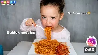 Th Candoos Baby eating buldak noodles | deleted video | she&rsquo;s so cuteeee😭 |