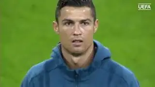 Cristiano Ronaldo singing the champions league anthem