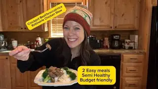 2 Easy, budget friendly meals, Crockpot Beef with /Broccoli/Rice & ￼Rotisserie chicken stew