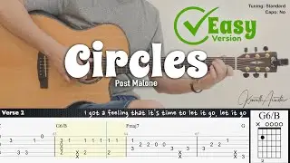 Circles (Easy Version) - Post Malone | Fingerstyle Guitar | TAB + Chords + Lyrics