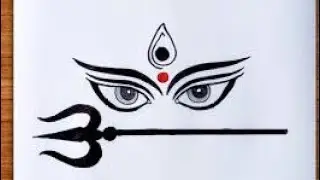 Maa bhagwati ki drawing, navratri poster making, Easy drawing ideas, Indian goddess, mev creations
