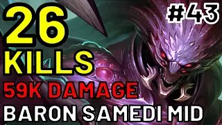 26 KILLS 59K DAMAGE Baron Samedi Mid Gameplay - Smite Conquest Victory #43