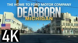 Road Tour of Dearborn, Michigan in 4K - Ford Motor Company HQ - Michigan Ave