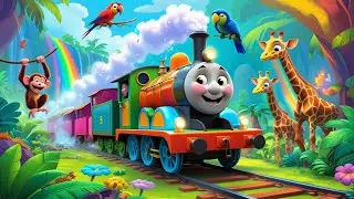 🚂 Jungle Train | Kids Colourful Animation Video Song | Fun Folk Tales | Toddlers Song 🌈🎊