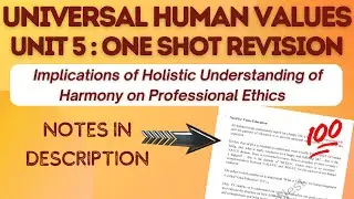 UHV UNIT 5: ONE SHOT | Implications of Holistic Understanding | Universal Human Values | AKTU 2025