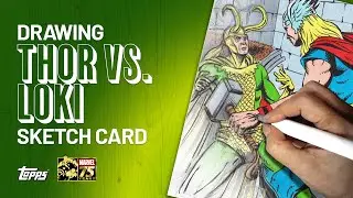 Topps 2025 Marvel Comic Book Heroes Golden Anniversary Loki vs. Thor sketch card