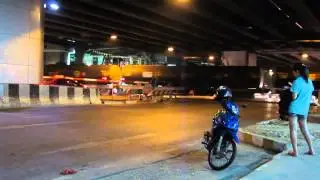 Thailand. Railway crossing in evening Bangkok/Железнодорожный переезд в вечернем Бангкоке.