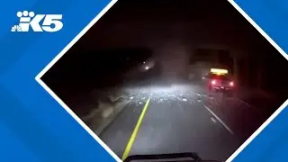 RAW: Dashcam shows oversized load strike I-90 overpass