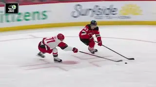 Taylor Hall scores a goal against the New Jersey Devils