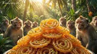 Jungle Master Chef: Monkeys Cooking & Eating Crispy Jilapi!