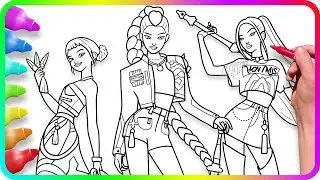 KPop Demon Hunters Coloring Pages - Zoey, Mira, Rumi / Satisfying Coloring Characters