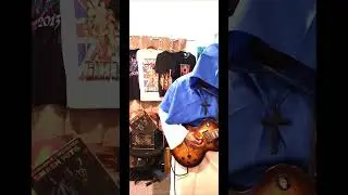 SHRED WAR part 6 teaching shirtless guy how to sweep pick like Malmsteen