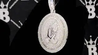 Real .925 Sterling Silver | Praying Hands Pendant | Iced Out | Moissanite Jewelry