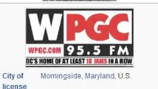 WPGC-FM WPGC 95.5 Morningside, MD TOTH ID at 7:00 p.m. 7/16/2014