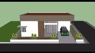 Desain Rumah Sederhana Minimalis LT. 15 m x 15 m (1 Lantai, 3 Kamar Tidur, 2 Kamar Mandi) | SketchUp