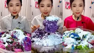 PART-3 || ASMR YY LEFTOVER SHAVED ICE EATING WITH MATCHA AND MILK POWDER