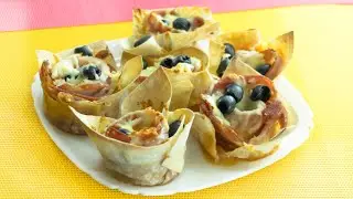 Mini Pizza Cups Recipe - Wonton Pizza Cups